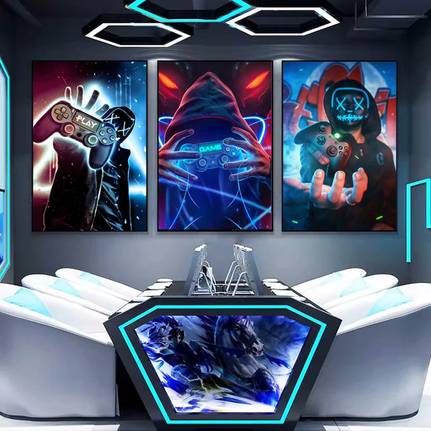 Canvas Paintings for Gaming Room - Punk Style Gamepad Posters and Prints