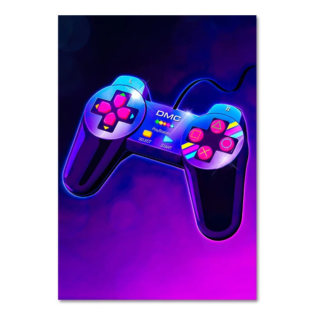 Canvas Paintings for Gaming Room - Punk Style Gamepad Posters and Prints