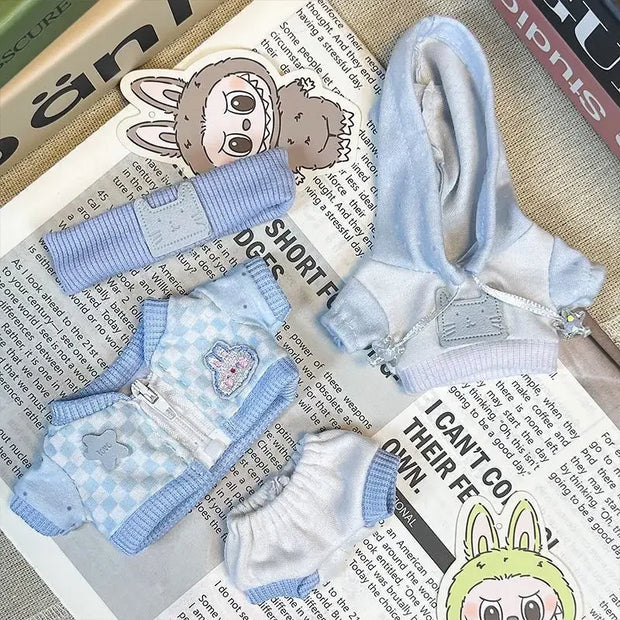 Sport Set Doll Clothes - Cute Mini Zip-Up Sports Suit for 17cm Labubu Dolls