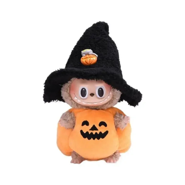 Halloween Pumpkin Clothes for Labubu - Overall Dresses for 15/17cm Dolls