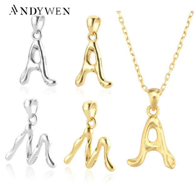 Sterling Silver Gold A-Z Initials Charm Accessories Choker Chain Necklace