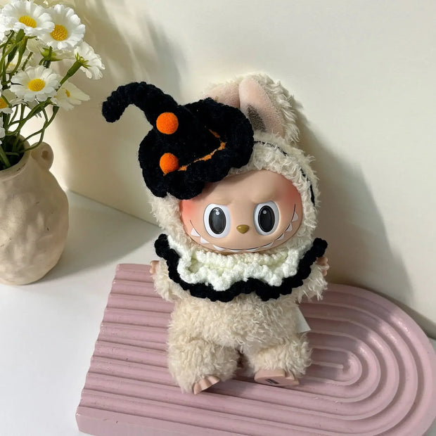 Halloween Pumpkin Clothes for Labubu - Overall Dresses for 15/17cm Dolls
