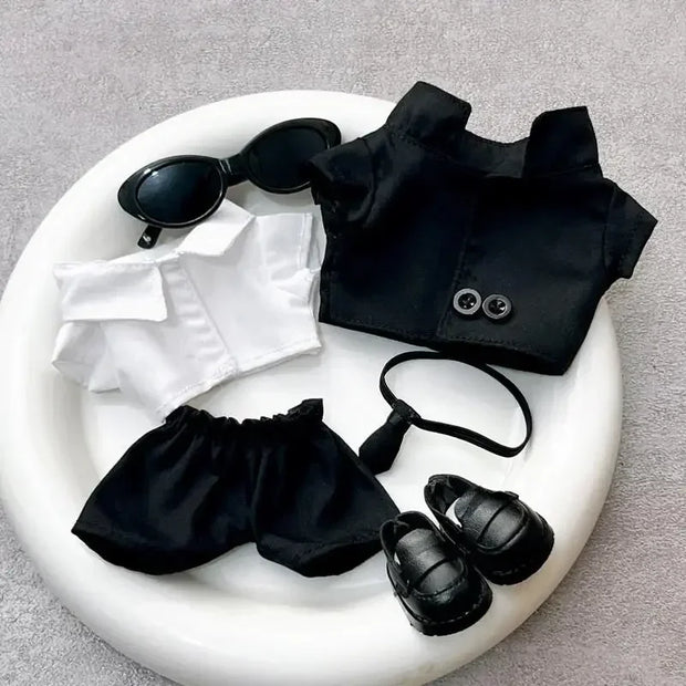 Labubu Doll Clothes Outfit - Cool Fashion Suits with Sunglasses for 17cm Dolls