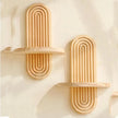 Wooden Wall Mounted Storage Rack Boho Style Display Shelves Modern Home Decor for Living Room, Bathroom Decoration