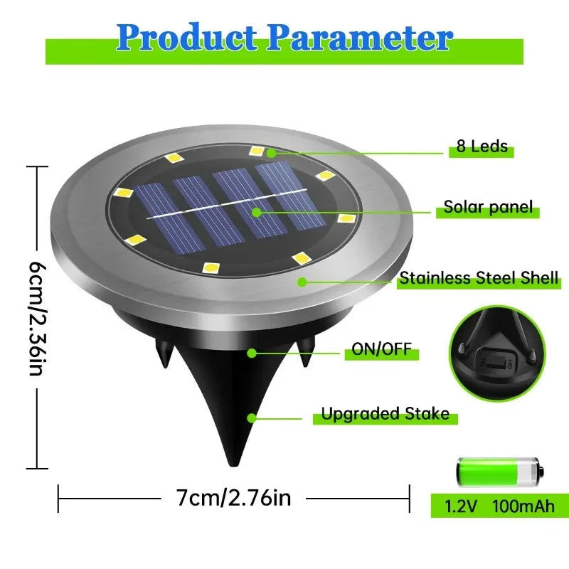 Garden Lights Outdoor Bright in-Ground Lights Landscape Lighting for Patio Pathway Lawn Solar Ground Lights LED Waterproof Solar