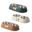 1PC Pet Pet Dog and Cat Food Bowls Bowtie Dog Food Drinking Double Bowl Pet Supplies