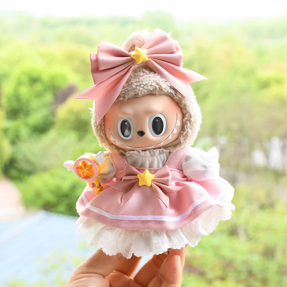 Labubu 17cm Doll Clothes - Cute Plush Macaron Outfit for V1 V2 Dolls
