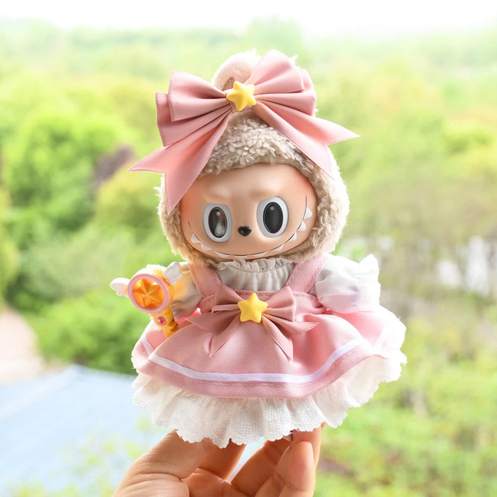 Labubu 17cm Doll Clothes - Cute Plush Macaron Outfit for V1 V2 Dolls