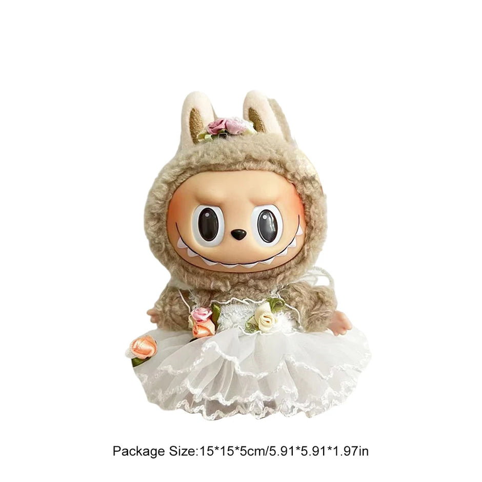 Labubu 17cm Doll Clothes - Cute Plush Macaron Outfit for V1 V2 Dolls
