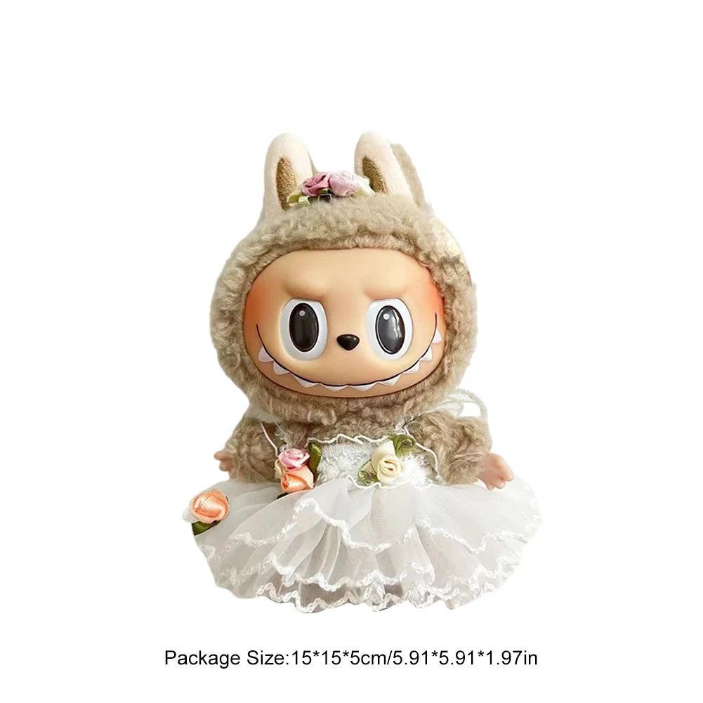 Labubu 17cm Doll Clothes - Cute Plush Macaron Outfit for V1 V2 Dolls
