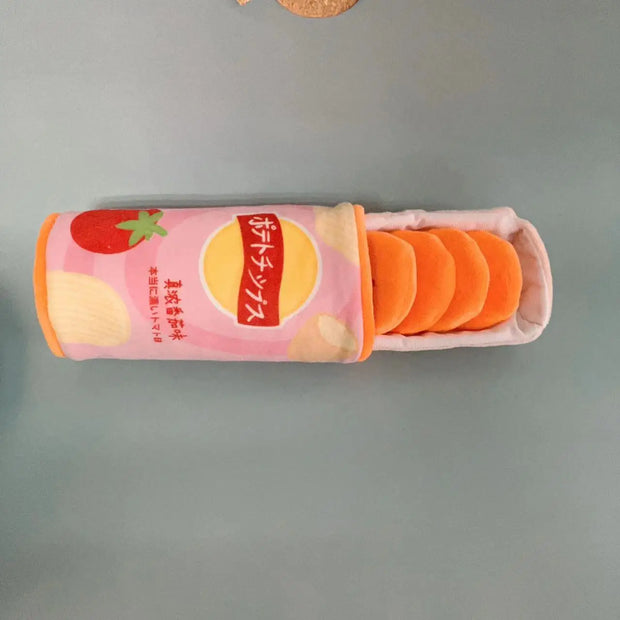 Pet Potato Chip Food Toys - Plush Snacks for Cats and Dogs