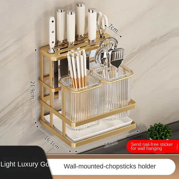 Kitchen Knife Rack - Wall-Mounted Cutting Board and Tool Storage