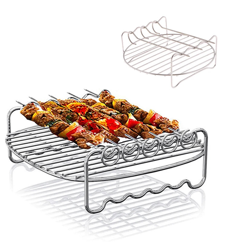 Stainless Steel Grill Baking Pan - BBQ Kitchen Tools for Air Fryers
