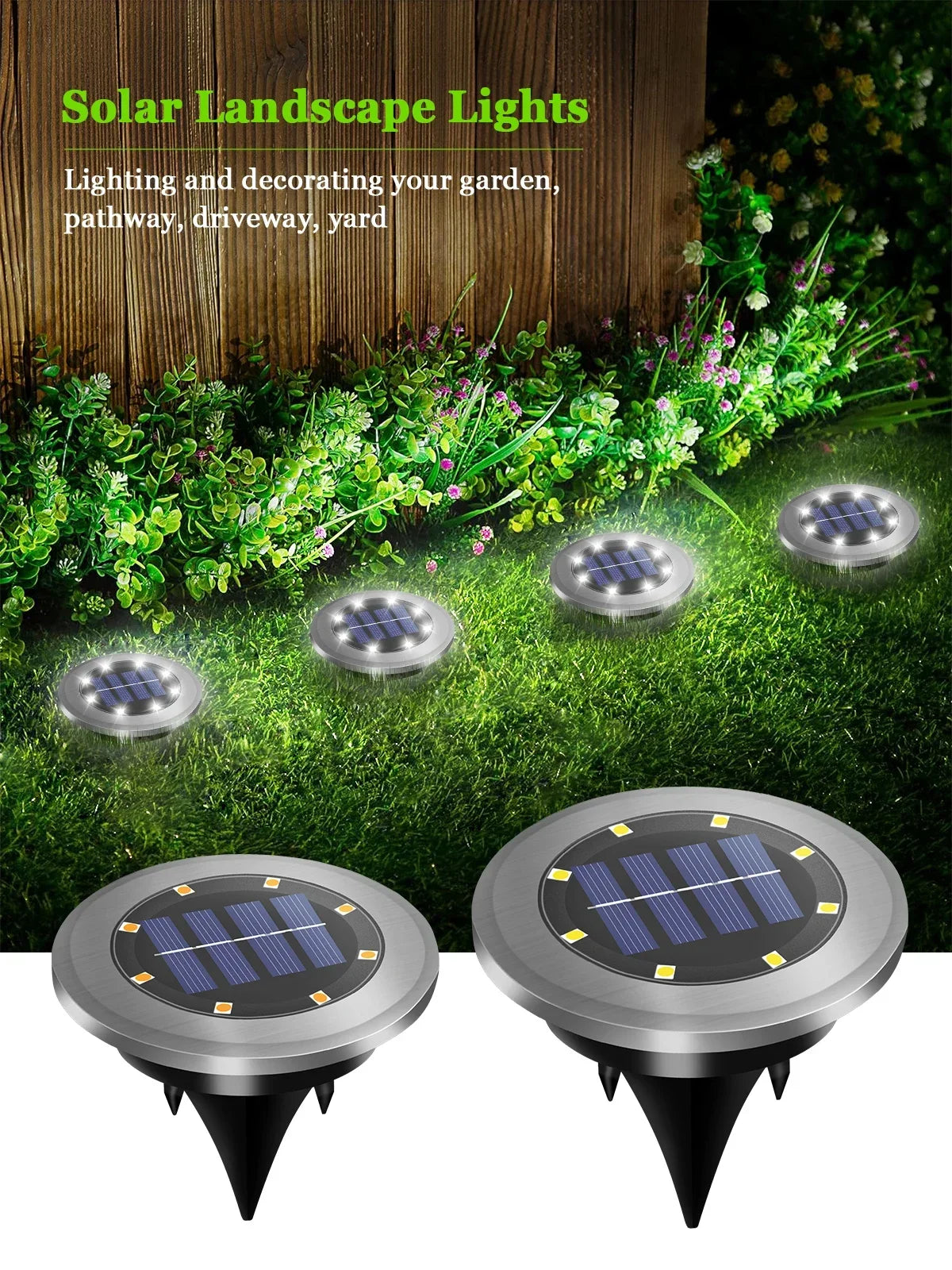 Garden Lights Outdoor Bright in-Ground Lights Landscape Lighting for Patio Pathway Lawn Solar Ground Lights LED Waterproof Solar
