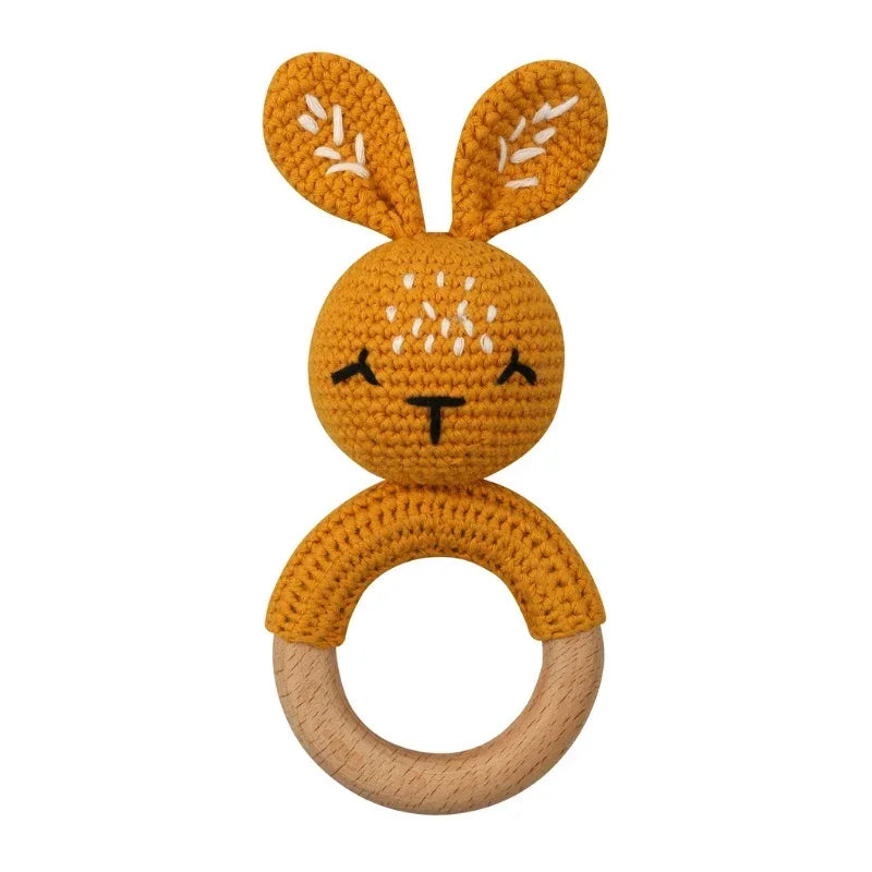 Baby Rattles DIY Crochet Cartoon Lion and Fox Doll Hand Bell Toy