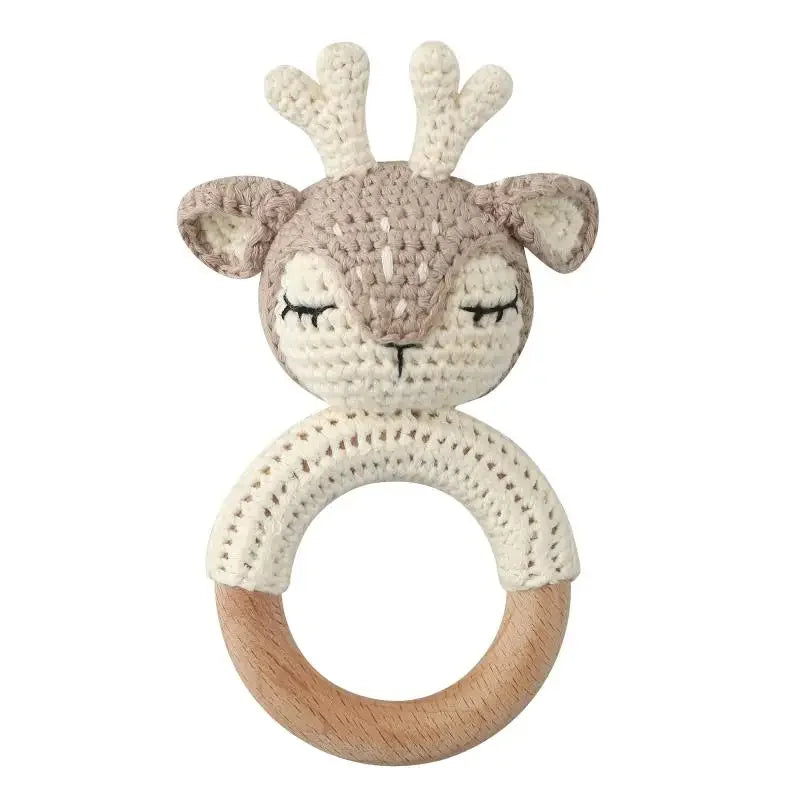 Baby Rattles DIY Crochet Cartoon Lion and Fox Doll Hand Bell Toy