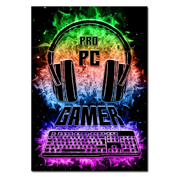 Canvas Paintings for Gaming Room - Punk Style Gamepad Posters and Prints