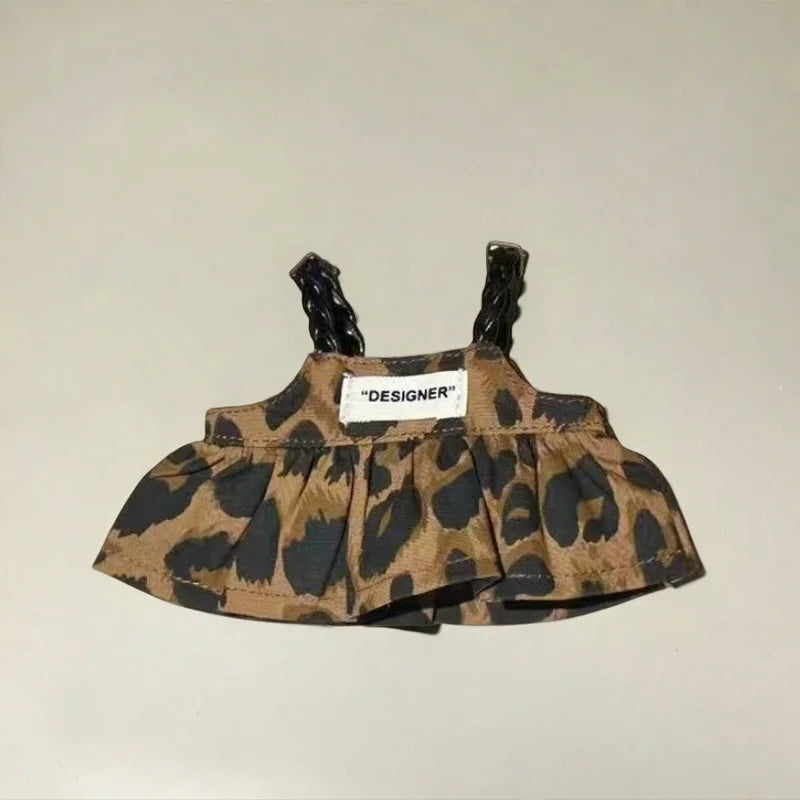 Mini Doll Clothes Outfit Accessories for 15/17cm Labubu V1 V2 - Leopard Print Dress