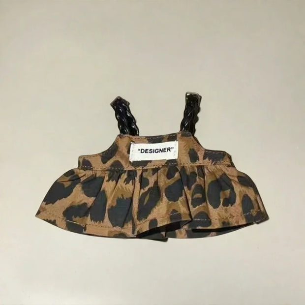 Mini Doll Clothes Outfit Accessories for 15/17cm Labubu V1 V2 - Leopard Print Dress
