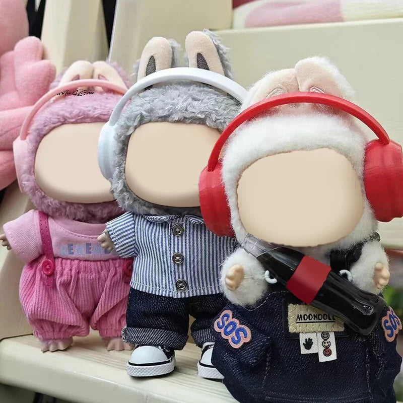 Mini Plastic Earphone Headset for 17cm Labubu Dolls