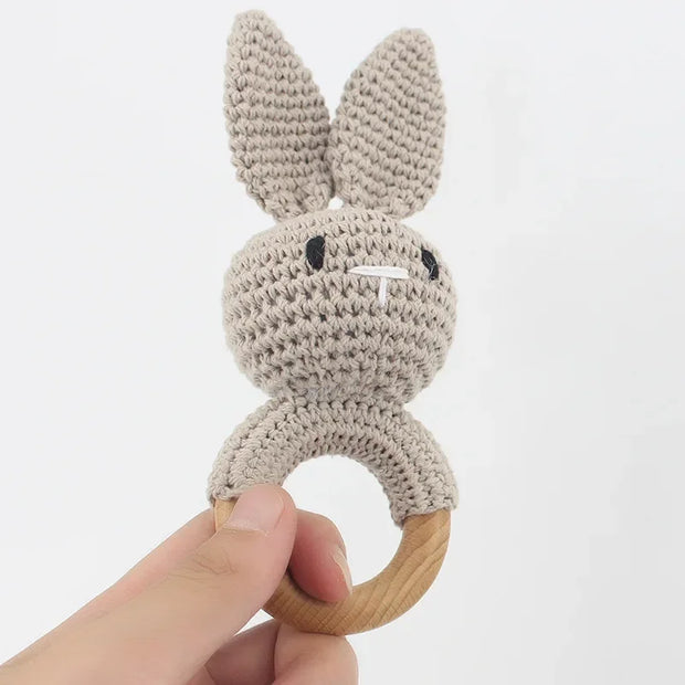 Baby Rattles DIY Crochet Cartoon Lion and Fox Doll Hand Bell Toy