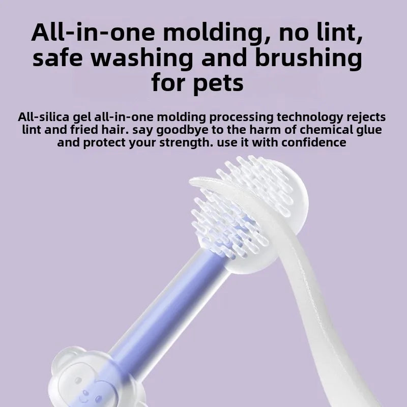Pet Silicone Toothbrush and Toothpaste Set - Teeth Cleaning for Cats and Dogs