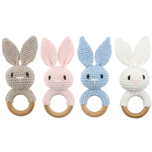 Baby Rattles DIY Crochet Cartoon Lion and Fox Doll Hand Bell Toy