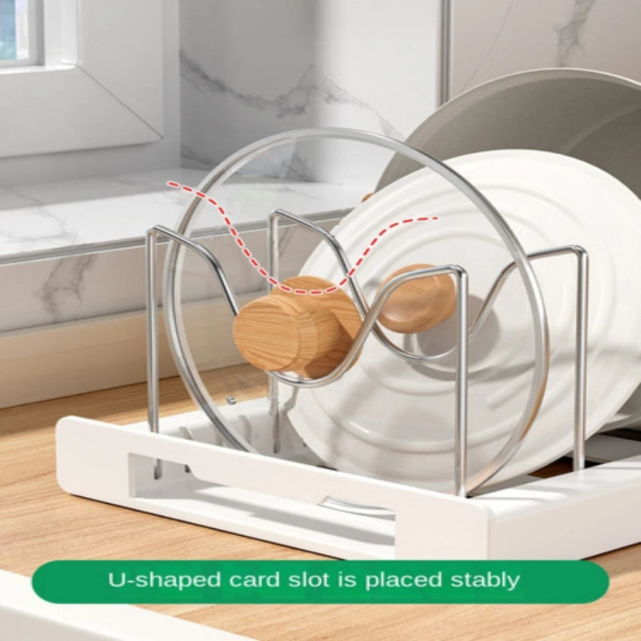 Kitchen utensil artifact pot storage rack Foldable kitchen utensil storage rack Kitchen pot lid storage rack