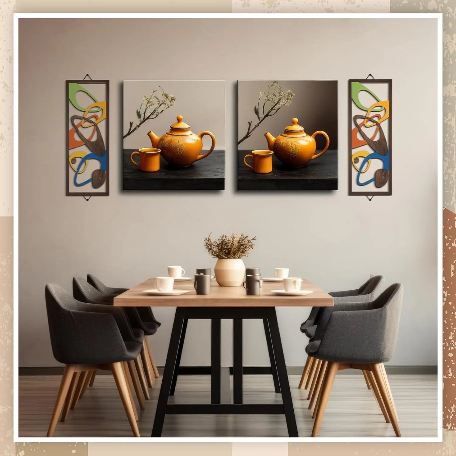 Modern Wall Accent Decor - 2pc Geometric Wood Panels for Elegance