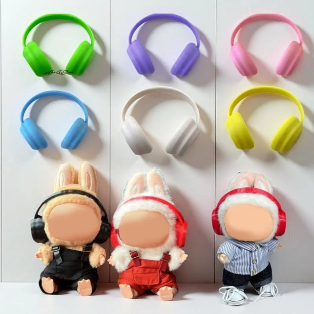 Mini Plastic Earphone Headset for 17cm Labubu Dolls