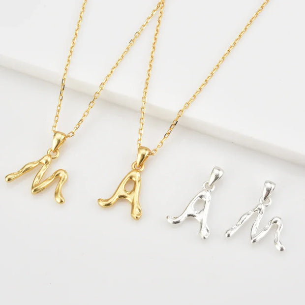 Sterling Silver Gold A-Z Initials Charm Accessories Choker Chain Necklace