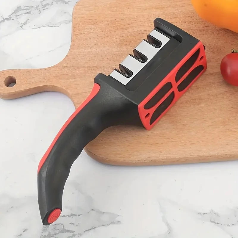Kitchen 3 Segment Knife Sharpener Household Multi-Functional Hand-Held 3 Purpose Black Sharpening Stone Kitchen Knives Gadget