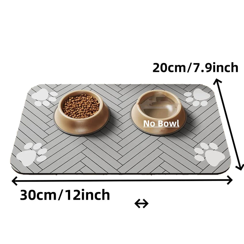 Pet Feeding Mat - Absorbent for Food and Water Bowl with Waterproof Rubber