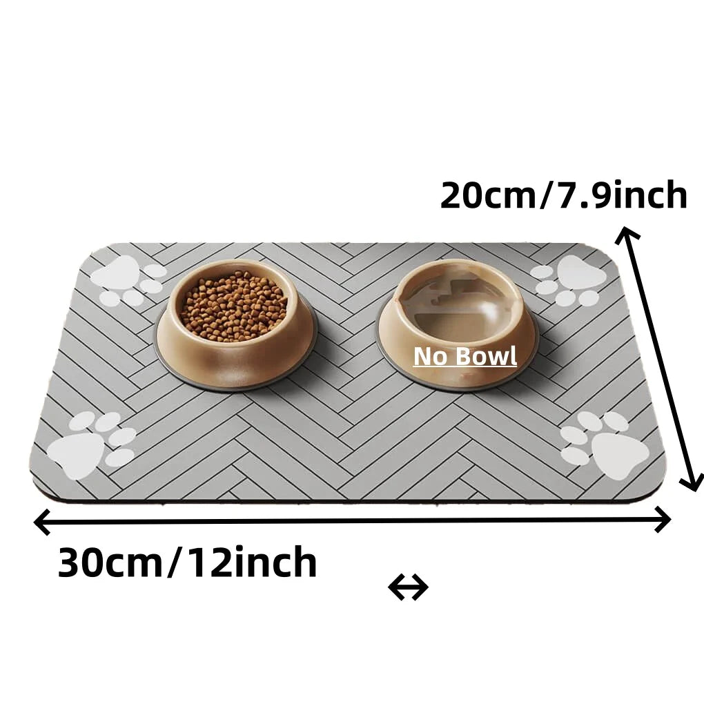 Pet Feeding Mat - Absorbent for Food and Water Bowl with Waterproof Rubber