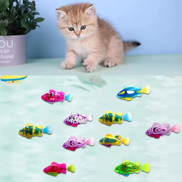 Cat Toy LED Inductive Interactive Swimming Robot Fish Toy - Glowing Electric Fish to Stimulate Play
