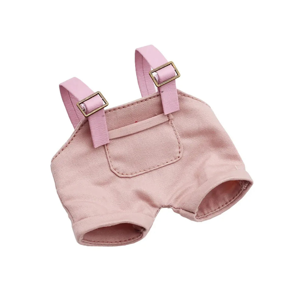 Mini Plush Doll Clothes for Korea Exo Labubu Idol V1 V2 - Overalls, Hat, and T-Shirt Set