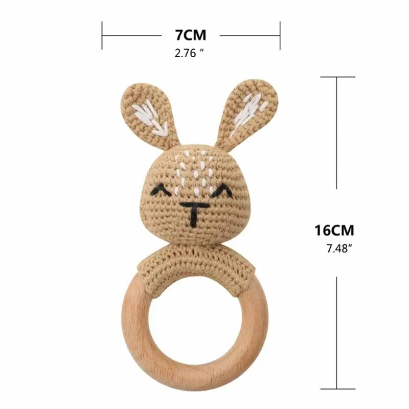 Baby Rattles DIY Crochet Cartoon Lion and Fox Doll Hand Bell Toy