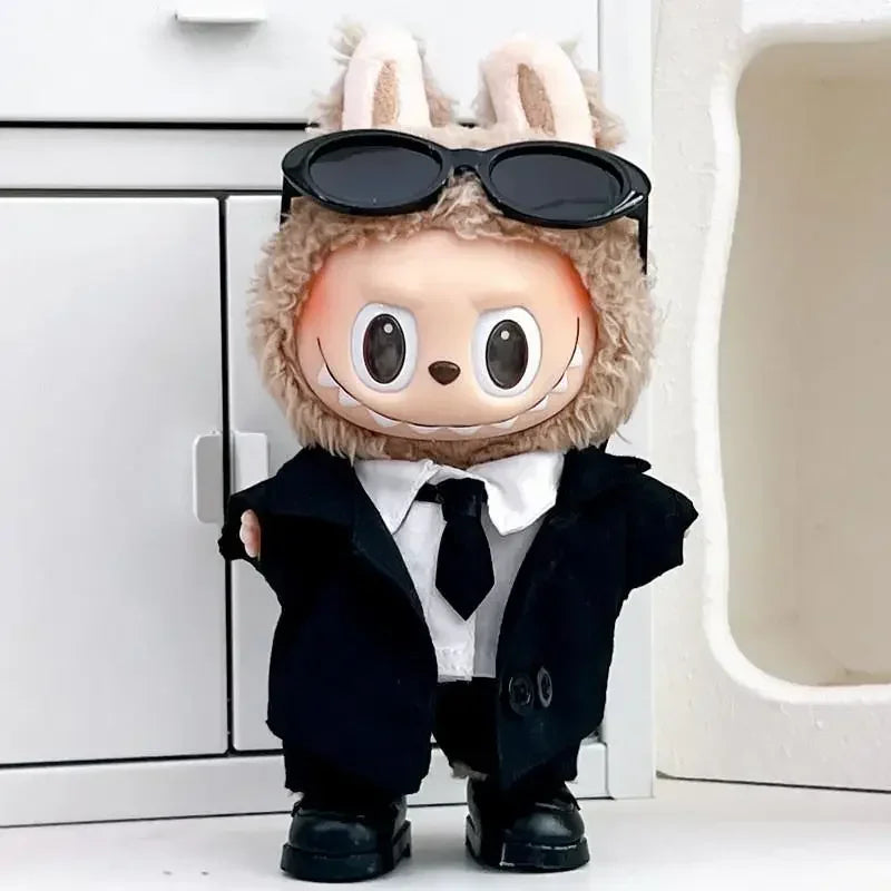 Labubu Doll Clothes Outfit - Cool Fashion Suits with Sunglasses for 17cm Dolls