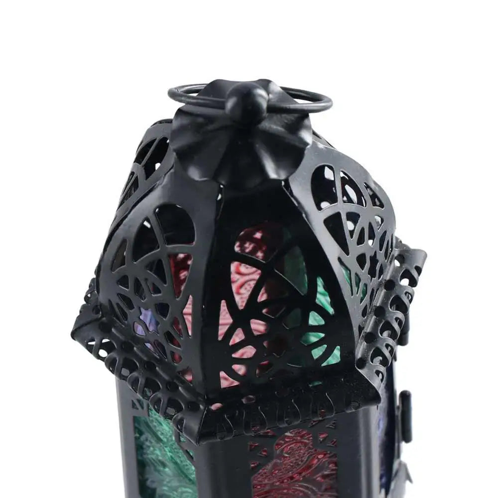 Moroccan Hanging Wind Lamp - Iron Glass Candle Holder for Home Decor