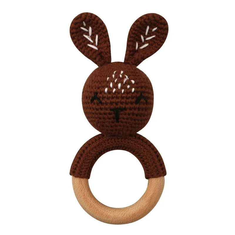 Baby Rattles DIY Crochet Cartoon Lion and Fox Doll Hand Bell Toy