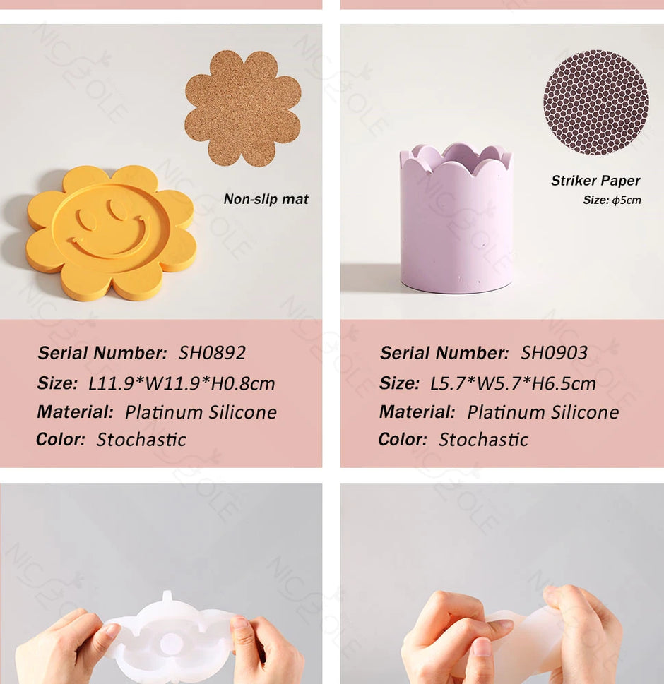 Flower Shape Candlestick - Handmade Coaster with Non-Slip Mat for Home Decor