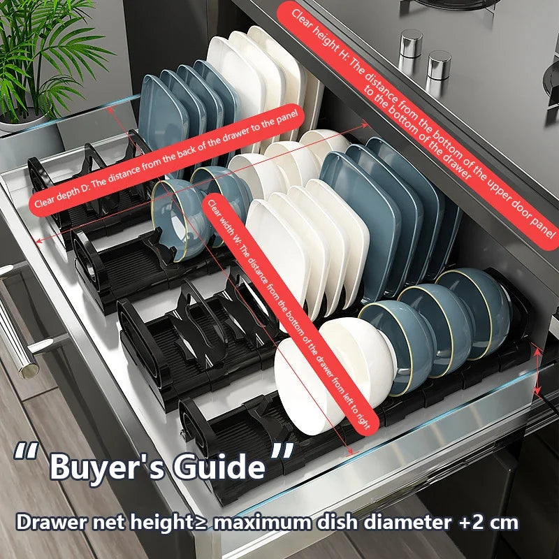 Kitchen Cabinets Dish Storage Rack - Built-In Plate Divider Organiser