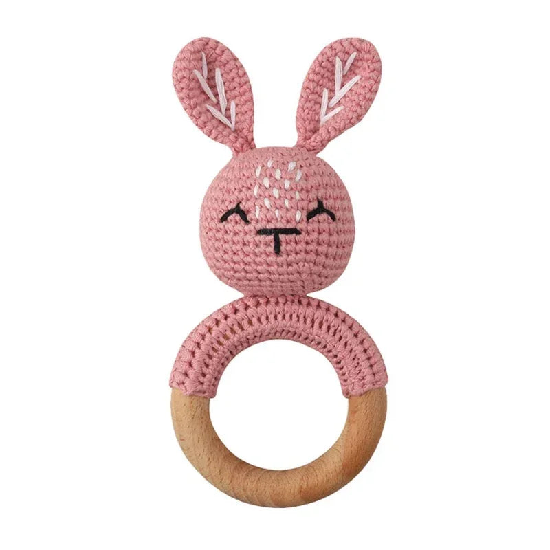 Baby Rattles DIY Crochet Cartoon Lion and Fox Doll Hand Bell Toy