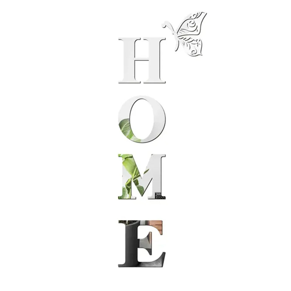 Home Logo 3D Mirror Wall Sticker - Stylish Entrance Decoration for Home