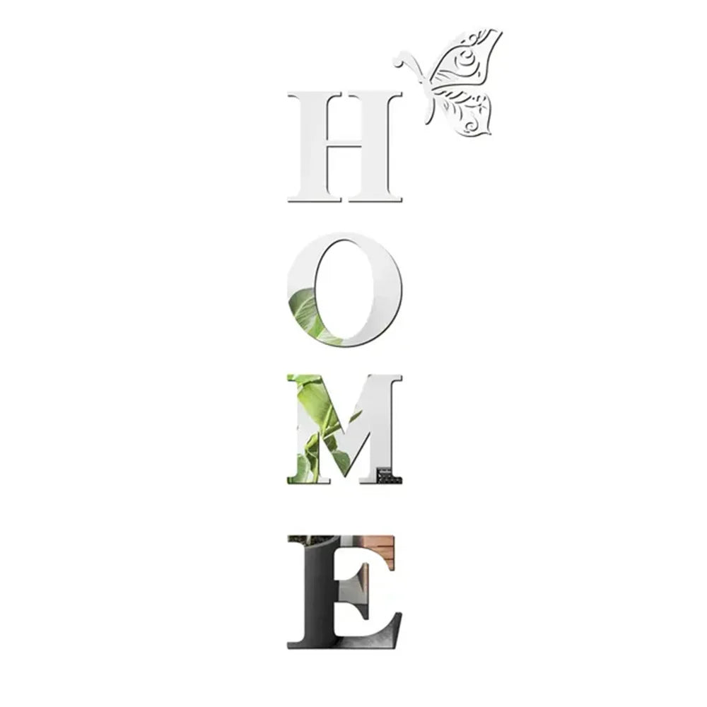 Home Logo 3D Mirror Wall Sticker - Stylish Entrance Decoration for Home