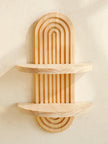 Wooden Wall Mounted Storage Rack Boho Style Display Shelves Modern Home Decor for Living Room, Bathroom Decoration