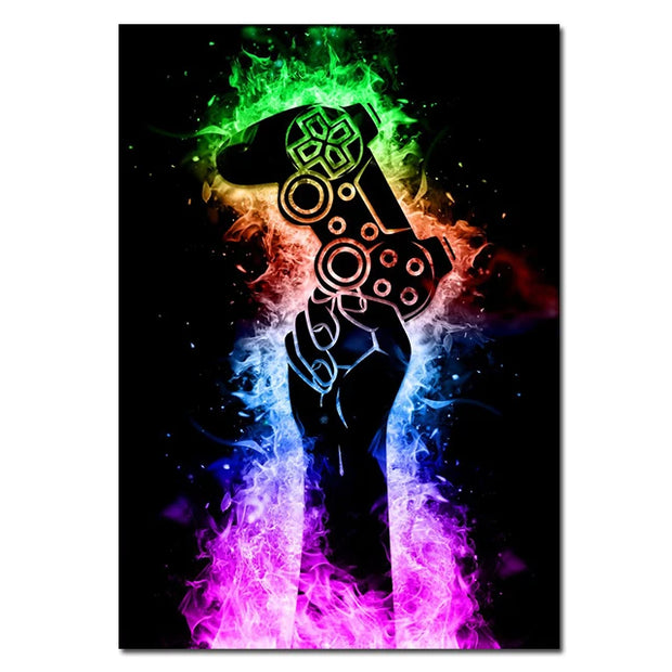 Canvas Paintings for Gaming Room - Punk Style Gamepad Posters and Prints