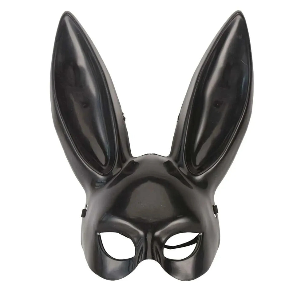 Black and White Rabbit Mask - Long Ears Bunny Mask for Halloween Decorations