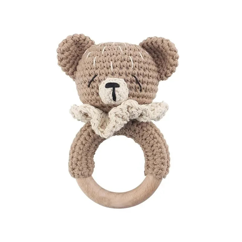 Baby Rattles DIY Crochet Cartoon Lion and Fox Doll Hand Bell Toy