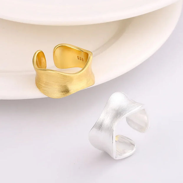 Sterling Silver simple Matte Finish Adjustable Rings Luxury Accessories Jewellery